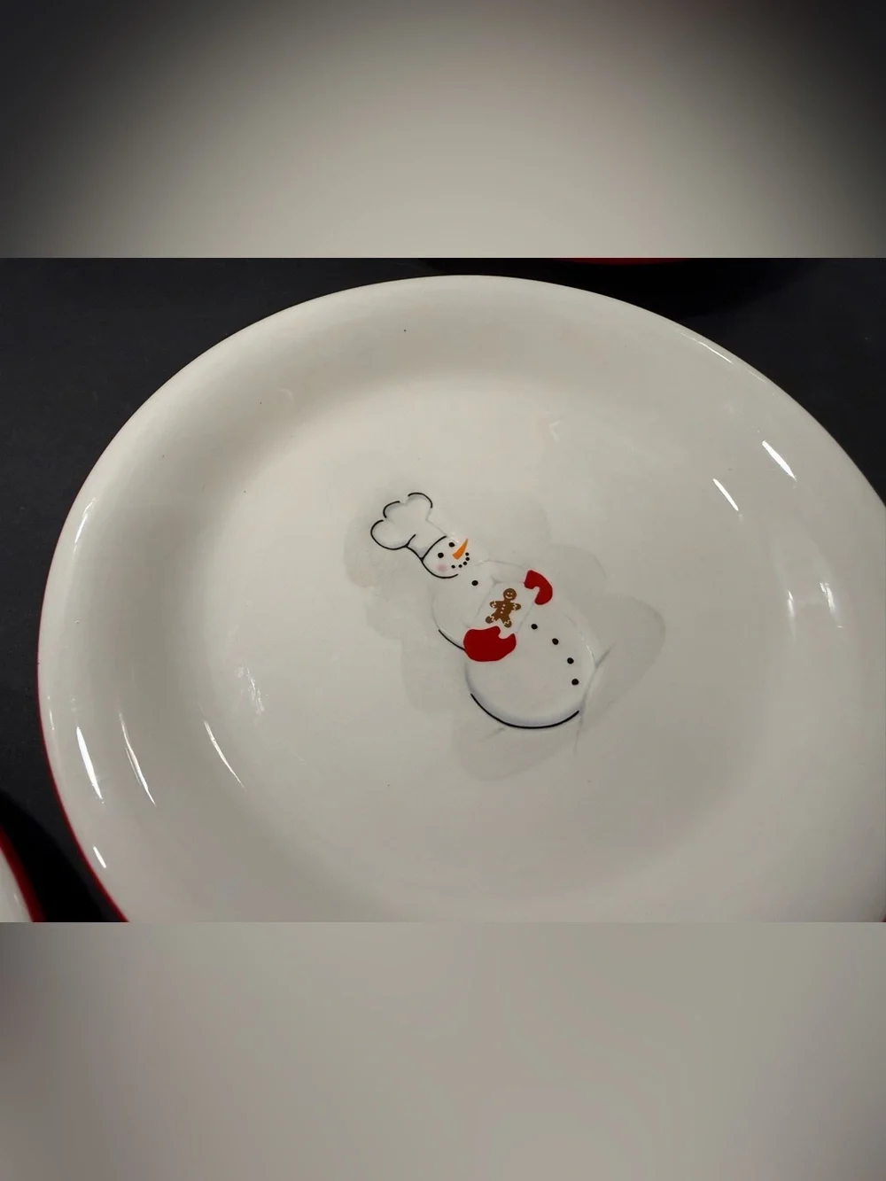 Williams Sonoma Snowman Chef Christmas Holiday 8pc Set 4 Mugs & 4 Plates RETIRED